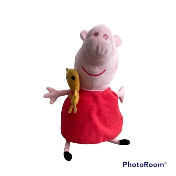 Ty Beanie Babies 8in. Peppa Pig Holding Brown Teddy Bear Plush. No tag. - Picture 5 of 9